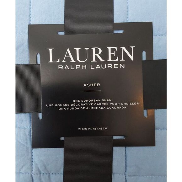 Ralph Lauren ASHER Blue Cotton Poly Fiberfill Quilted European Euro Pillow Sham - Picture 6 of 8